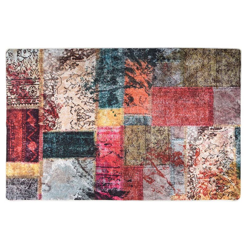 Foto van Vidaxl vloerkleed wasbaar anti-slip patchwork 80x150 cm meerkleurig