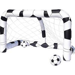 Foto van Set van 2x stuks voetbal doelen voor kinderen opblaasbaar 213 cm - voetbaldoel