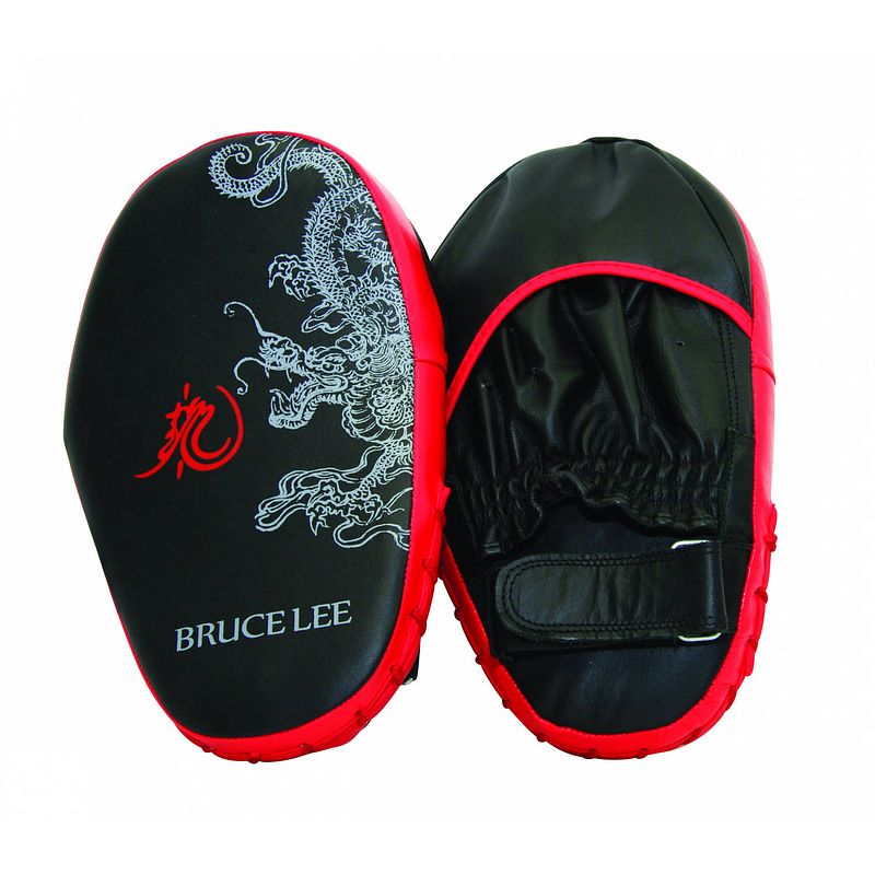 Foto van Bruce lee stootkussens dragon coaching mitts zwart/rood