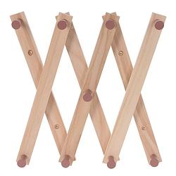 Foto van Kinderkamer deurhanger/kapstok verstelbaar - 9 bruine haakjes - hout - 60 x 12 cm - kapstokken