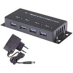 Foto van Renkforce rf-hub-200 4 poorten usb 3.2 gen 1-hub met metalen behuizing, voor wandmontage zwart