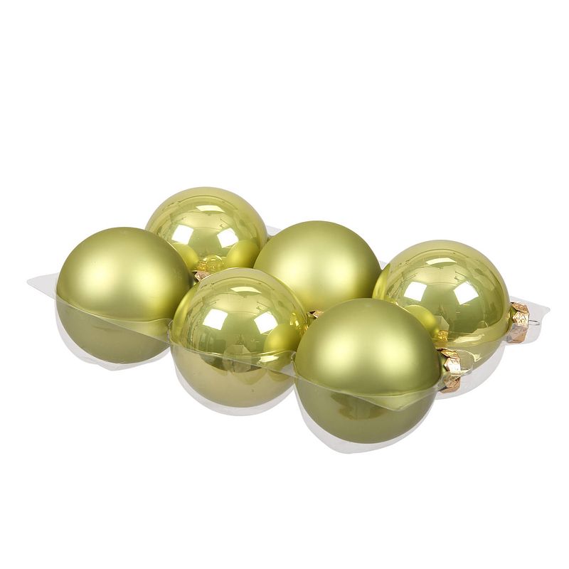 Foto van 24x stuks glazen kerstballen salie groen (oasis) 8 cm mat/glans - kerstbal