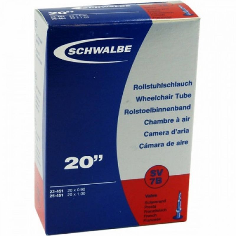 Foto van Schwalbe binnenband rolstoel 20 x 0.90/1.00 (23/25-451) fv 40 mm