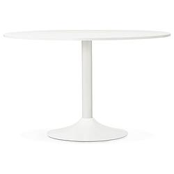 Foto van 24designs ronde eettafel alonso - ø120x77 - wit tafelblad - witte trompetvoet