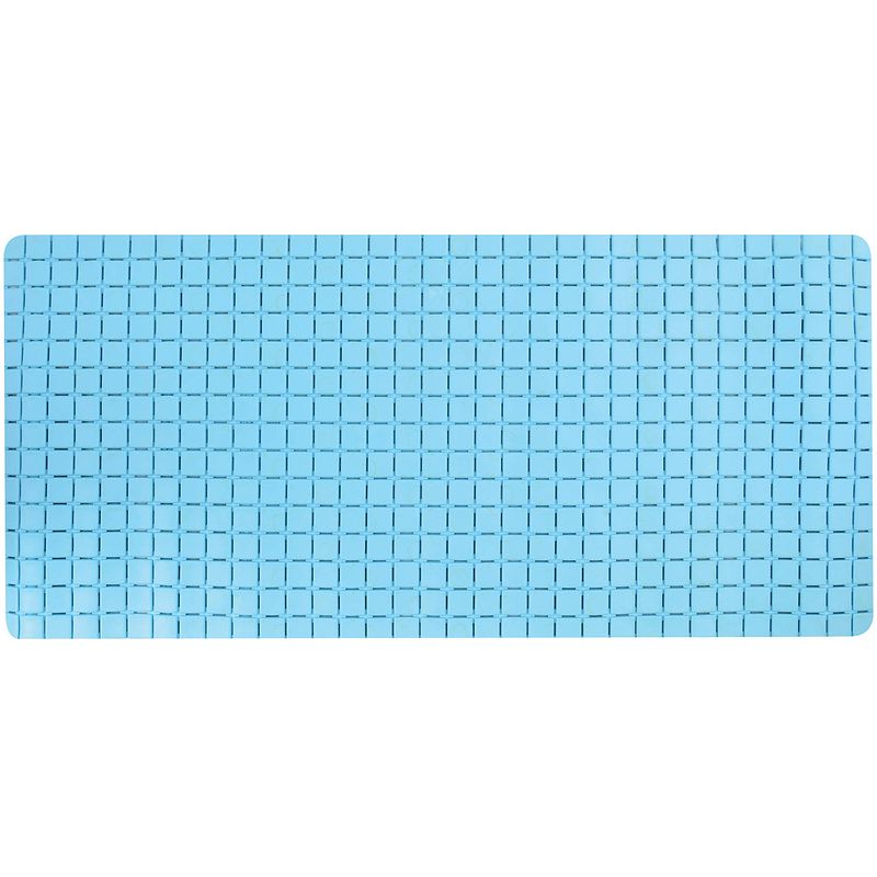 Foto van Msv douche/bad anti-slip mat badkamer - rubber - lichtblauw - 76 x 36 cm - badmatjes
