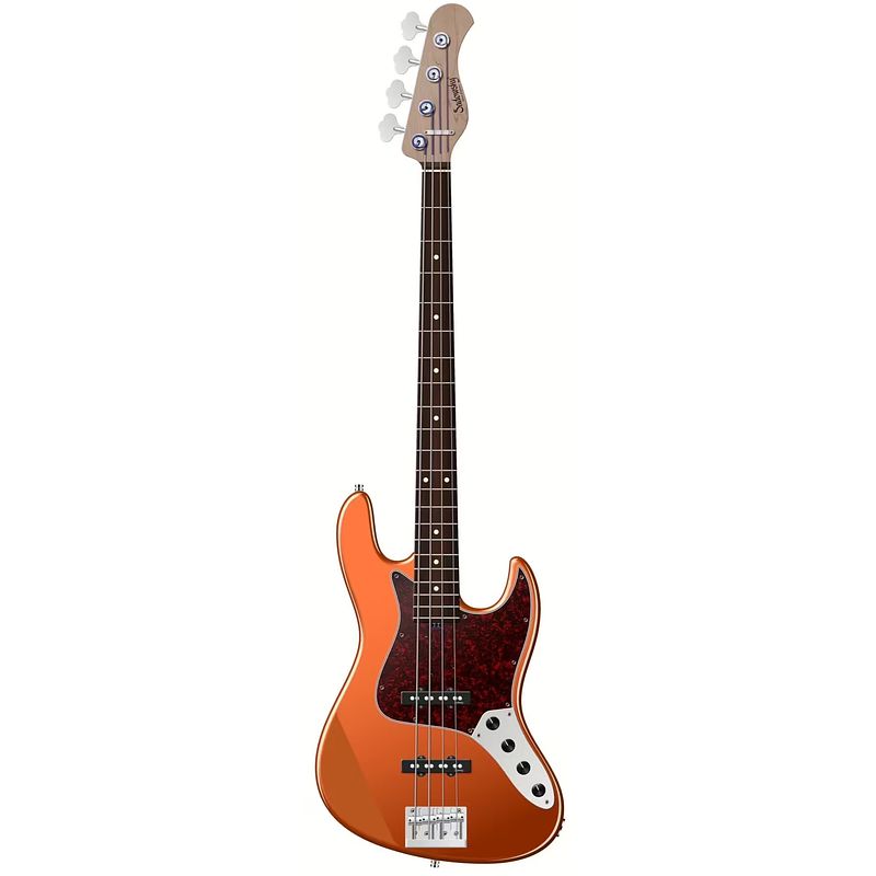 Foto van Sadowsky metroexpress vintage j/j bass morado solid candy apple orange metallic elektrische basgitaar