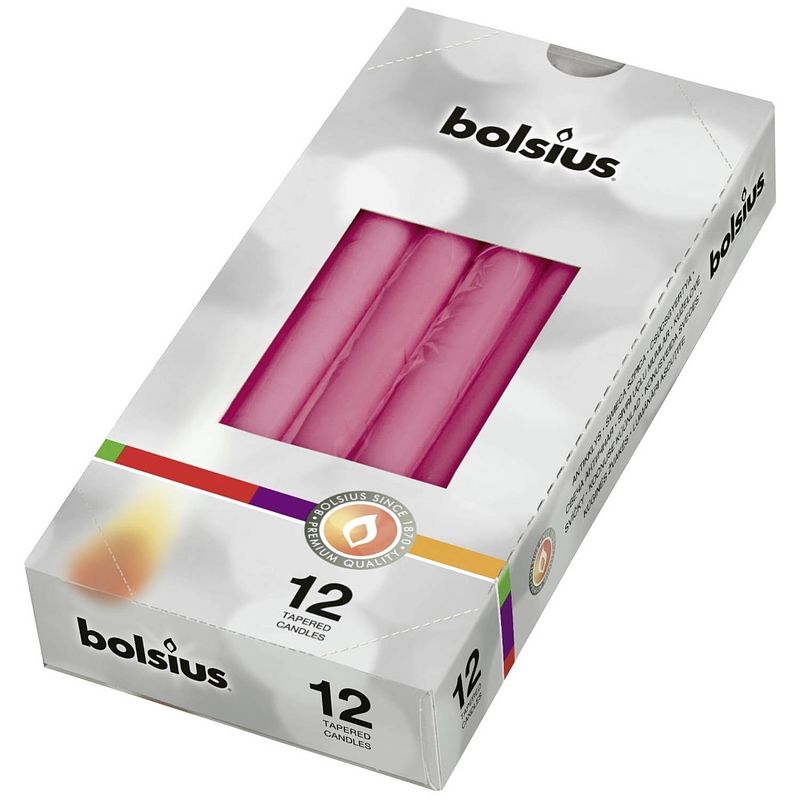 Foto van 5 stuks gotische kaarsen doos 12 fuchsia.