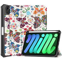 Foto van Basey ipad mini 6 hoesje kunstleer hoes case cover ipad mini 6-vlinders