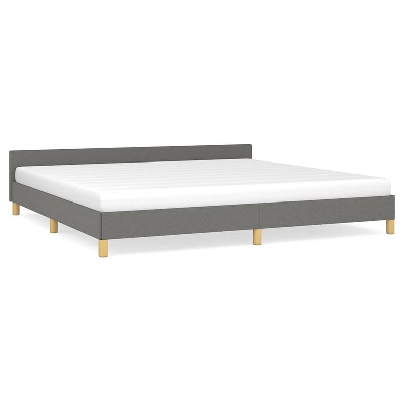 Foto van The living store bedframe donkergrijs 203x206x50 cm - stof - multiplex - bewerkt hout