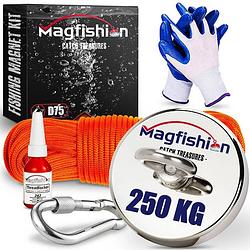 Foto van Magfishion magneetvissen set - 250 kg - vismagneet - 20 meter lang touw - magneetvissen starterspakket - magneet vissen