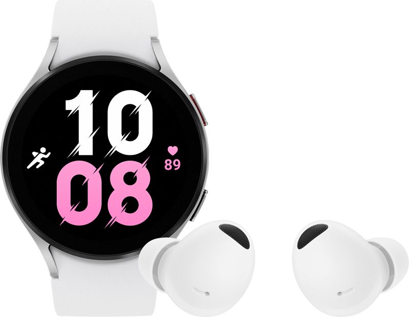 Foto van Samsung galaxy watch5 4g zilver 44mm + samsung buds2 pro wit