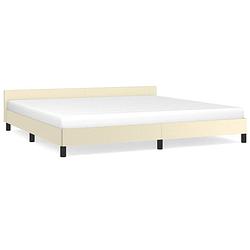 Foto van The living store bedframe luxe kunstleren crème - 203x206x50 cm - duurzaam materiaal - ondersteunende poten - multiplex