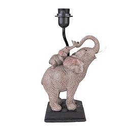 Foto van Clayre & eef lampenvoet olifant grijs bruin kunststof lampvoet tafellamp grijs lampvoet tafellamp