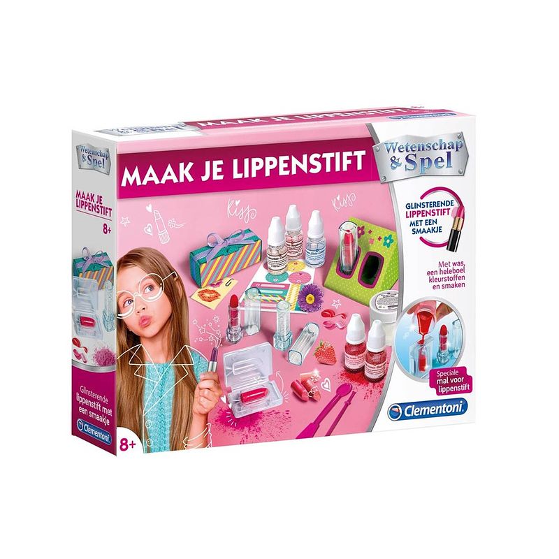 Foto van Clementoni maak je eigen lippenstift meisjes roze 19-delig