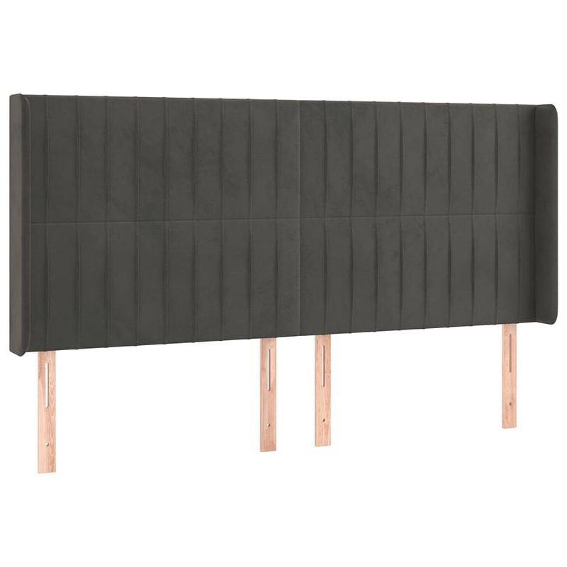 Foto van The living store hoofdbord trendy donkergrijs - 183 x 16 x 118/128 cm - fluweel - stevige poten