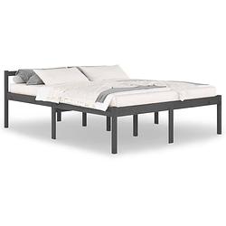 Foto van The living store bedframe - grijs massief grenenhout - 205.5 x 165.5 x 70.5 cm - 160 x 200 cm - montage vereist