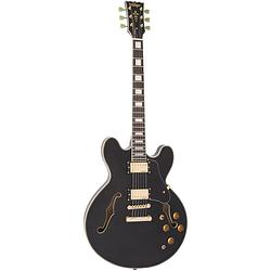 Foto van Vintage vsa500 reissued gloss black semi-akoestische gitaar