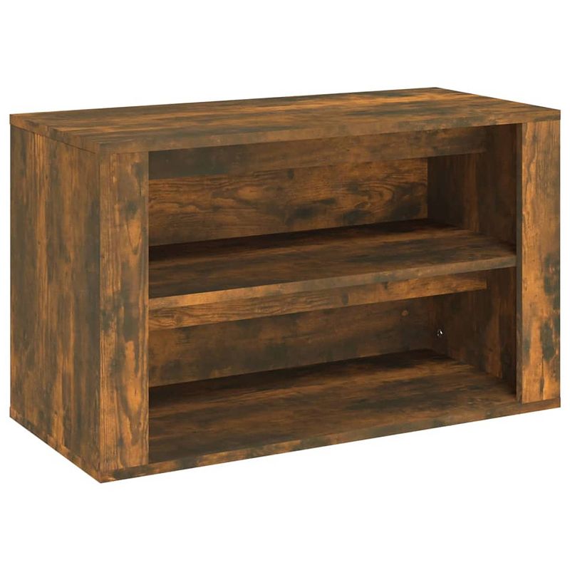 Foto van The living store schoenenrek - hout - 75 x 35 x 45 cm - gerookt eiken