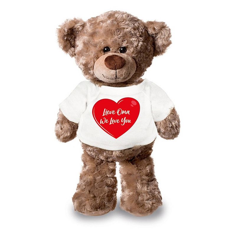 Foto van Lieve oma we love you pluche teddybeer knuffel 24 cm met wit t-s - knuffelberen