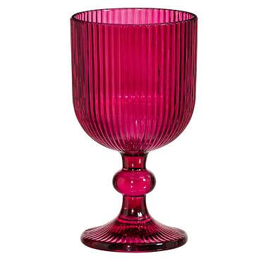 Foto van Wijnglas ribbel - roze - 250 ml - leen bakker