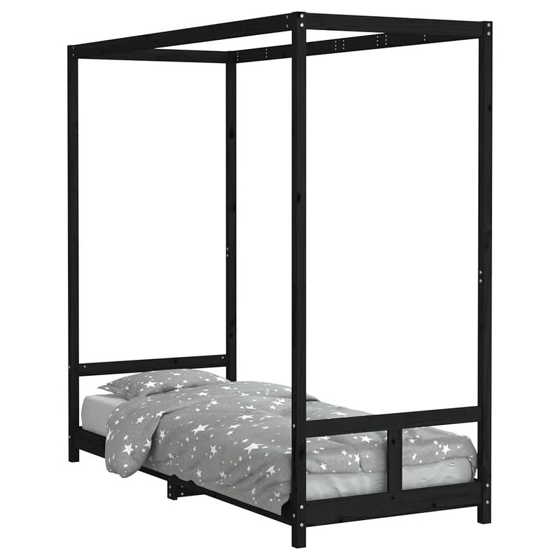 Foto van Vidaxl kinderbedframe 80x200 cm massief grenenhout zwart