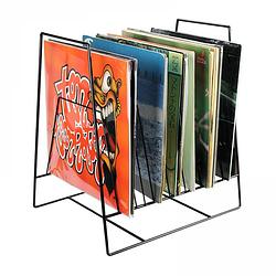 Foto van Lp vinyl design opbergrek platenrek retro voor 60 tot 70 vinyl lp's van 12 inch zwart