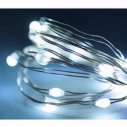 Foto van Lumineo draadverlichting zilverdraad 20 witte led lampjes - 95 cm - lichtsnoeren