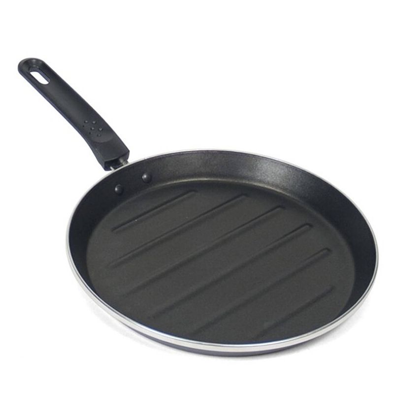 Foto van Gerimport grillpan rond 46 x 28 x 3 cm rvs zwart