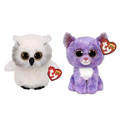 Foto van Ty - knuffel - beanie boo's - ausitin owl & cassidy cat