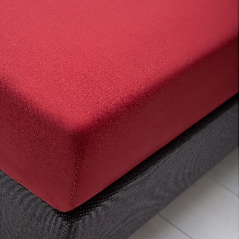 Foto van Fresh & co hoeslaken - katoen 90 x 210/220 cm , kleur: rood