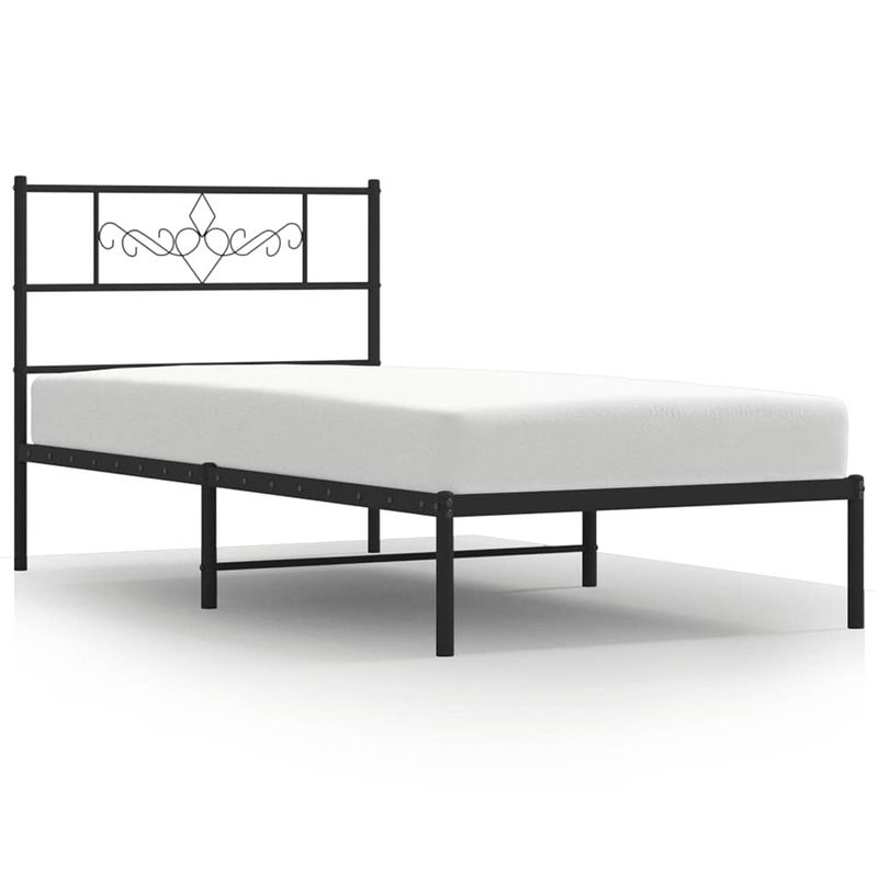 Foto van Vidaxl bedframe met hoofdbord metaal zwart 100x190 cm