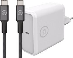 Foto van Bluebuilt power delivery oplader 60w wit + usb c kabel nylon zwart 1,5m