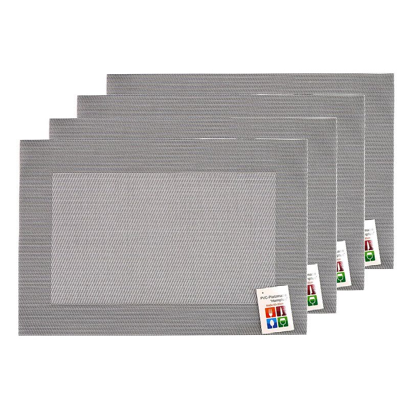 Foto van Placemats hampton - 4x - zilver/grijs - pvc - 30 x 45 cm - placemats