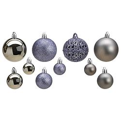 Foto van 100x stuks kunststof kerstballen grijs 3, 4 en 6 cm - kerstbal