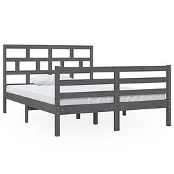 Foto van The living store bedframe massief hout grijs 135x190 cm 4ft6 double - bed