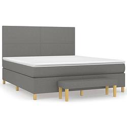 Foto van The living store boxspringbed - pocketvering matras - middelharde ondersteuning - donkergrijs - 203 x 160 x 118/128 cm