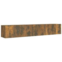 Foto van The living store tv-meubelset hout - 100x30x30cm en 80x30x30cm - gerookt eiken