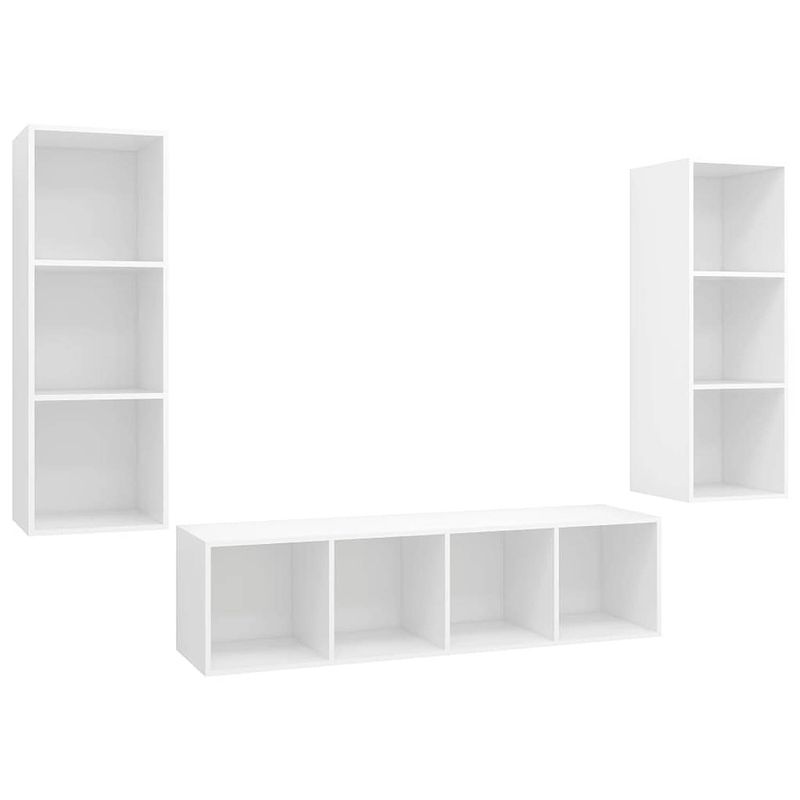 Foto van The living store televisiewandmeubel - tv-meubel set - 37 x 37 x 107 cm - 37 x 37 x 142.5 cm - wit - spaanplaat