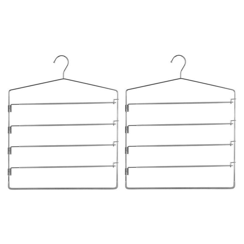 Foto van Set van 2x stuks metalen kledinghanger/broekhanger voor 4 broeken 37 x 48 cm - kledinghangers