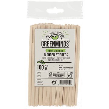 Foto van Greenminds roerstaafjes hout 100st bij jumbo