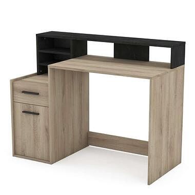 Foto van Demeyere bureau delphi - 1 lade + 1 deur - bruin - 126,2x93,5x59,8 cm - leen bakker