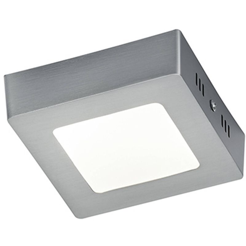 Foto van Led plafondlamp - plafondverlichting - trion zonin - 5w - warm wit 3000k - vierkant - mat nikkel - aluminium