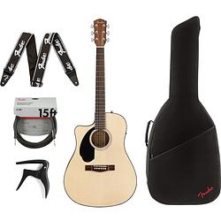 Foto van Fender cd-60sce lh natural elektrisch-akoestische westerngitaar + gigbag + accessoires