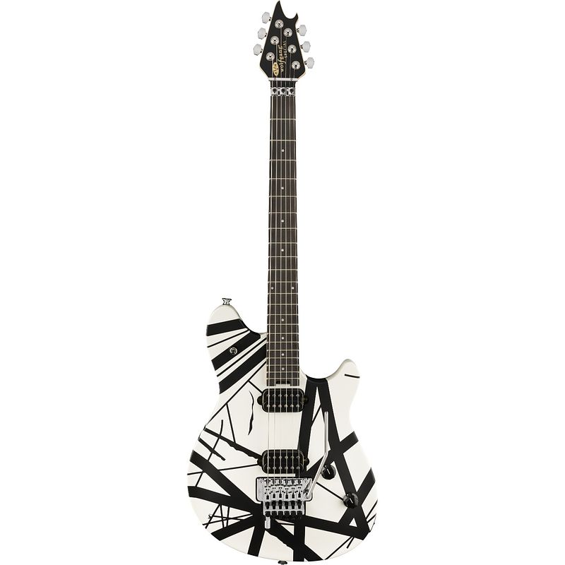 Foto van Evh wolfgang special black & white satin elektrische gitaar met gigbag