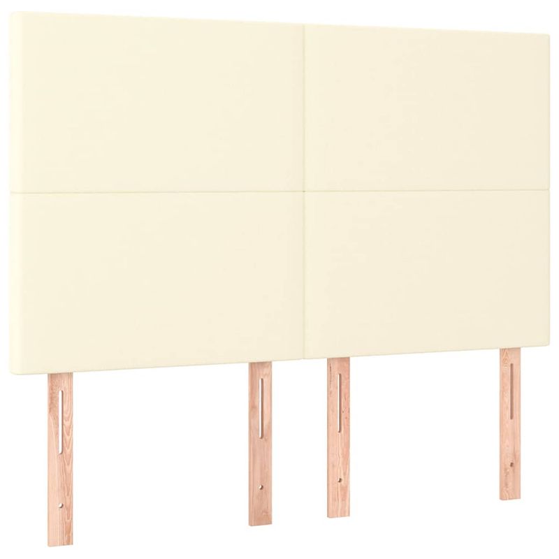 Foto van The living store hoofdbord classic - kunstleer - verstelbaar - crème - 144 x 5 x 118/128 cm - 4 stuks