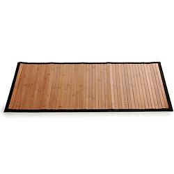 Foto van Badkamer vloermat anti-slip bamboe 50 x 80 cm met zwarte rand - badmatjes