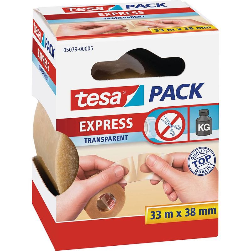 Foto van Tesa express 05079-00005-01 pakband tesapack express transparant (l x b) 33 m x 38 mm 1 stuk(s)