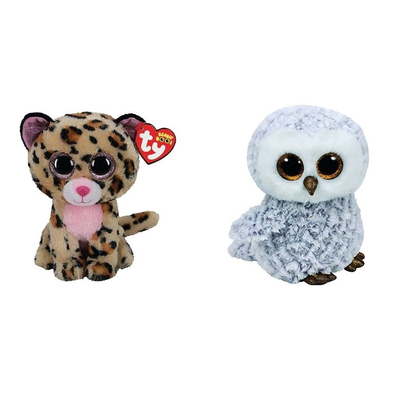 Foto van Ty - knuffel - beanie boo's - livvie leopard & owlette owl