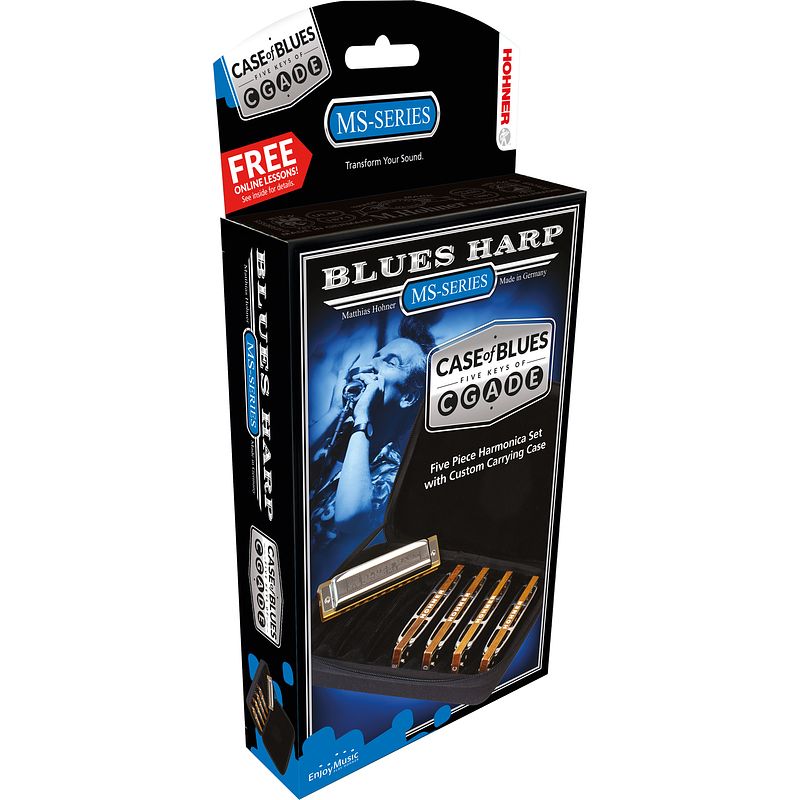 Foto van Hohner blues harp ms 5-pack toonsoorten c, d, e, g en a-majeur