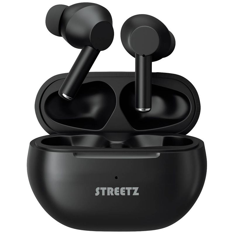 Foto van Streetz tws-117 in ear headset bluetooth stereo zwart headset, oplaadbox, volumeregeling, touchbesturing